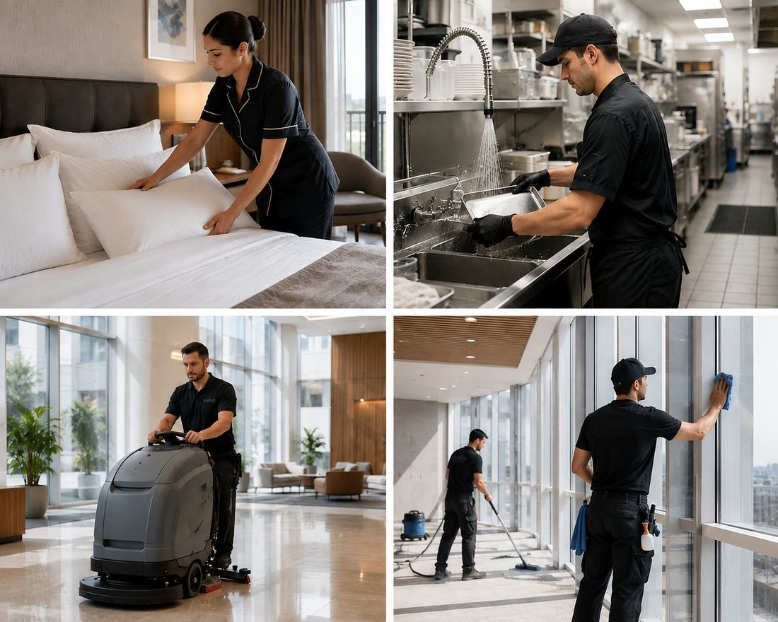 Commercial cleaning professionals at work in Vermont